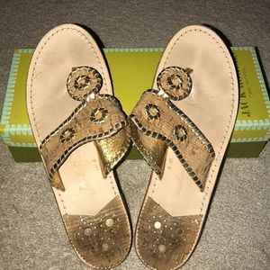 Jack Rogers Cork Gold Sandals